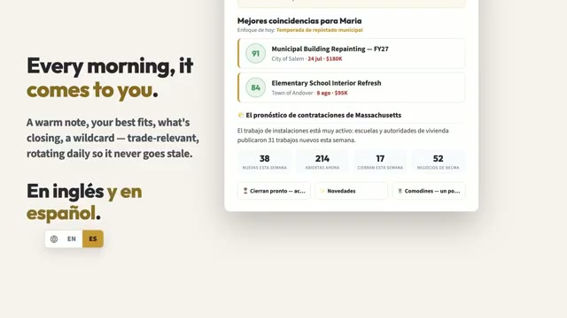 The same digest in Spanish. The whole app, the digest, and the guided tour are bilingual with one toggle.