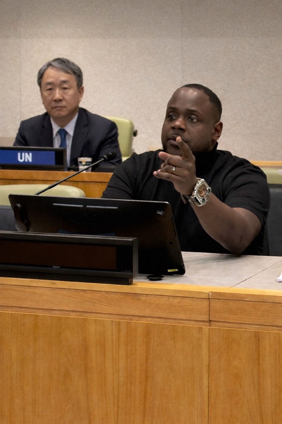 Rev. Christopher Hope addressing a side event at the United Nations